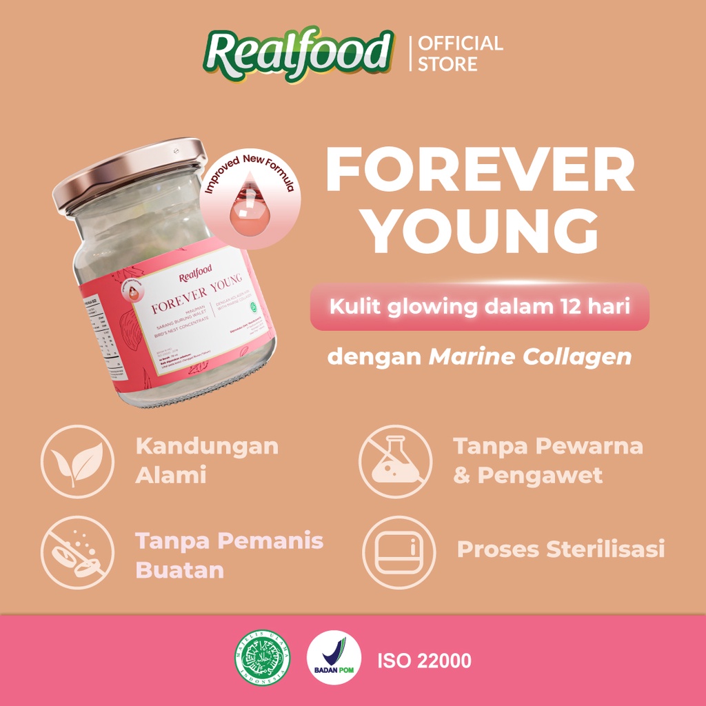 Realfood Bundle Forever Young Minuman Sarang Burung Walet + Kolagen, 36 Jar