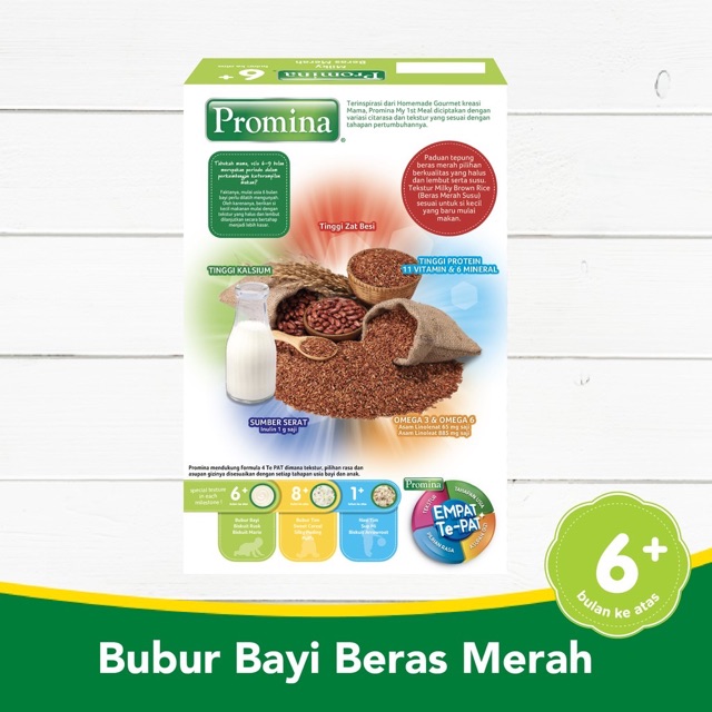 Promina Bubur bayi Beras merah - Kacang Hijau - Pisang Susu 120 gr/bubur bayi