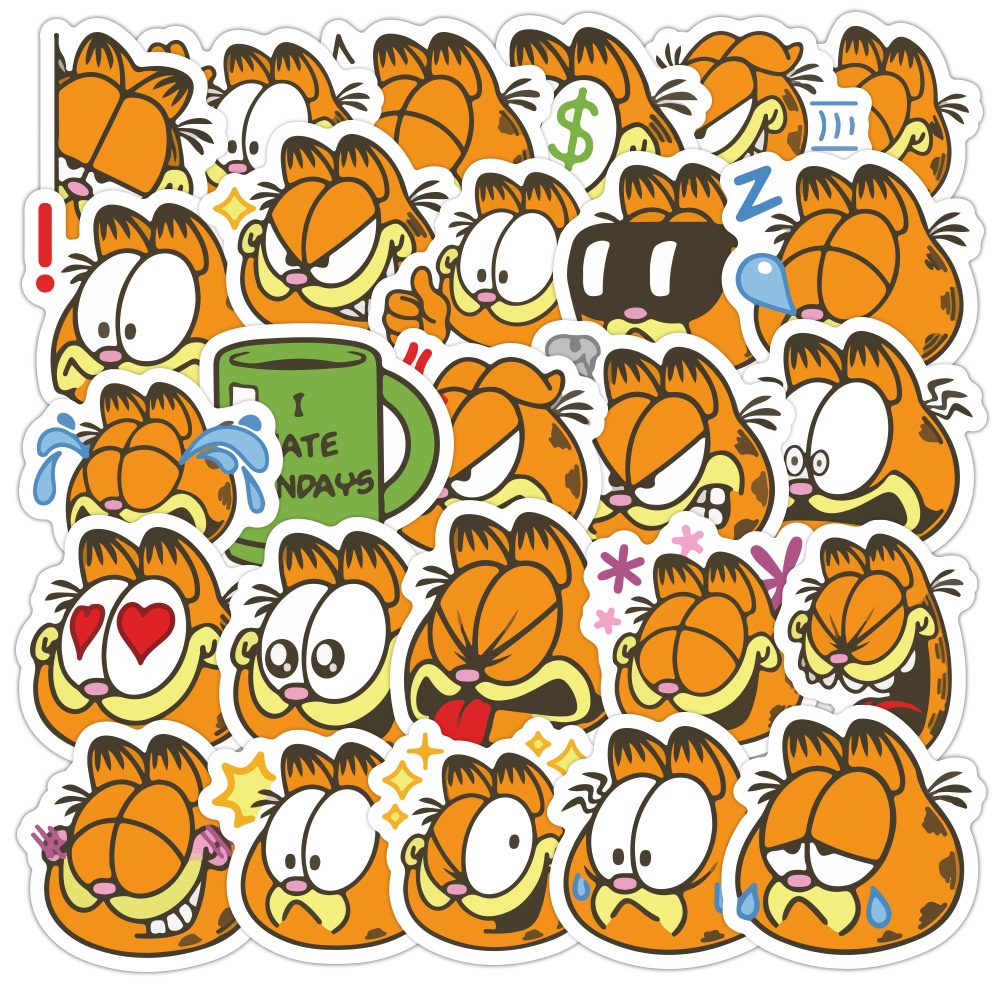 Lucu Garfield stiker kartun anime phone case Jurnal troli kasus bahan Cangkir air graffiti tangan Bu