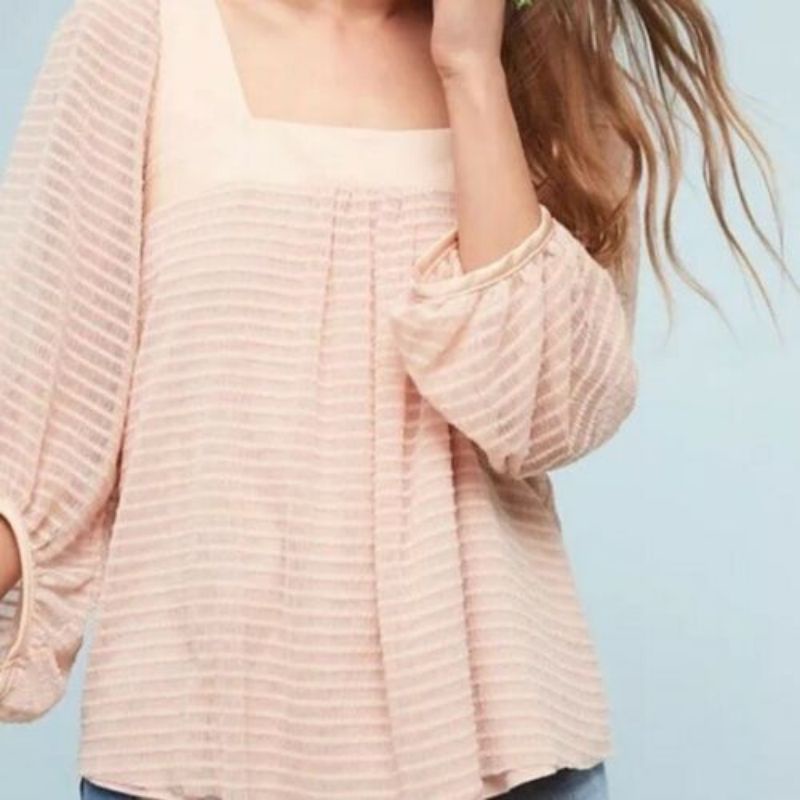 Blouse balloon sleeve flare peach