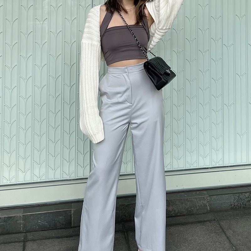 Abby Pants-high waist straight trousers