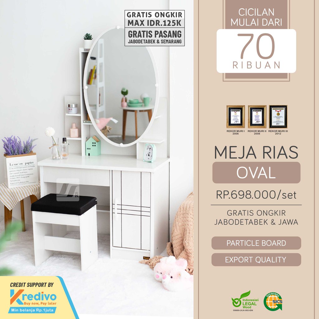 Furniture - Meja Rias Minimalis [OVAL WHITE]