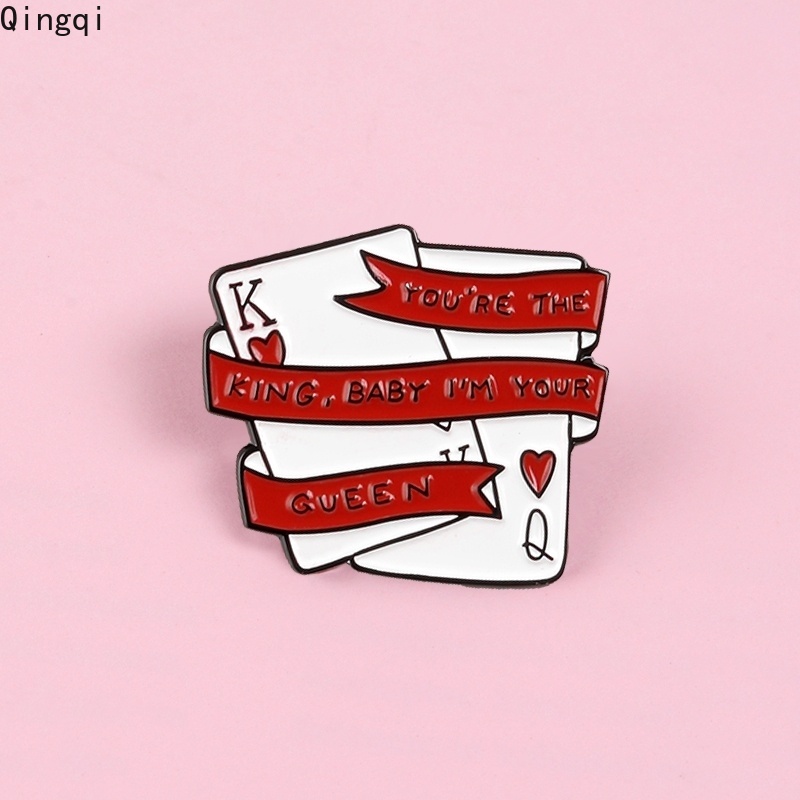 Bros Pin Enamel Desain Kartu Poker You Are The King I Am Your Queen Untuk Pasangan