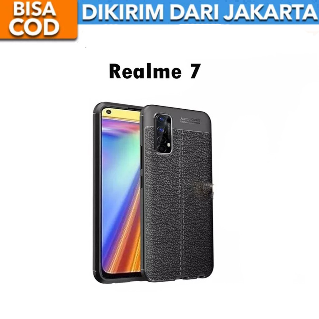 Case Auto Focus Realme 7 Leather Experience SoftCase Slim Ultimate / Casing Kulit