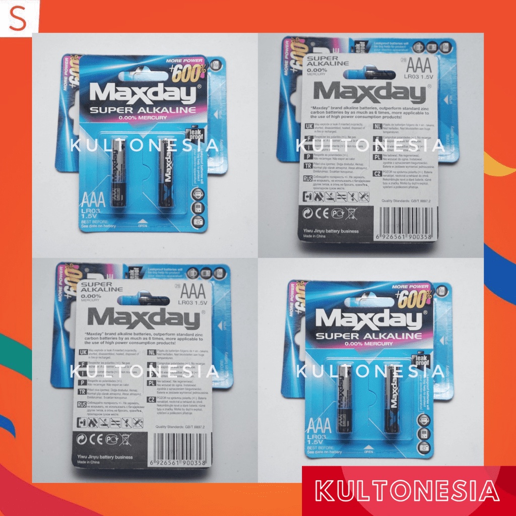 Baterai AAA Maxday Super ALKALINE 2 PCS Baterai AAA A3 1.5V MAXDAY Super Alkaline