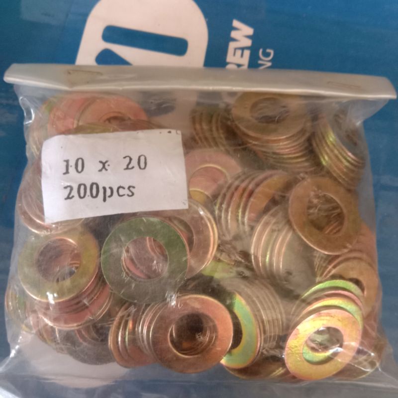 RING PLAT M10 x 20 x 1,6mm / WP KUNING / RING BAUT 14 / RING BAUT / 200 PCS