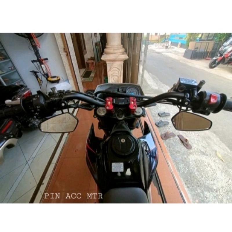 Spion KLX Supermoto CRF/KLX/WR oval kolong under mirror - Kaca Putih - Kaca biru - PNP KLX/CRF/WR/XSR/Byson/KLX D-Tracker Old New/RX King/Tiger Old New Revo Megapro Dill