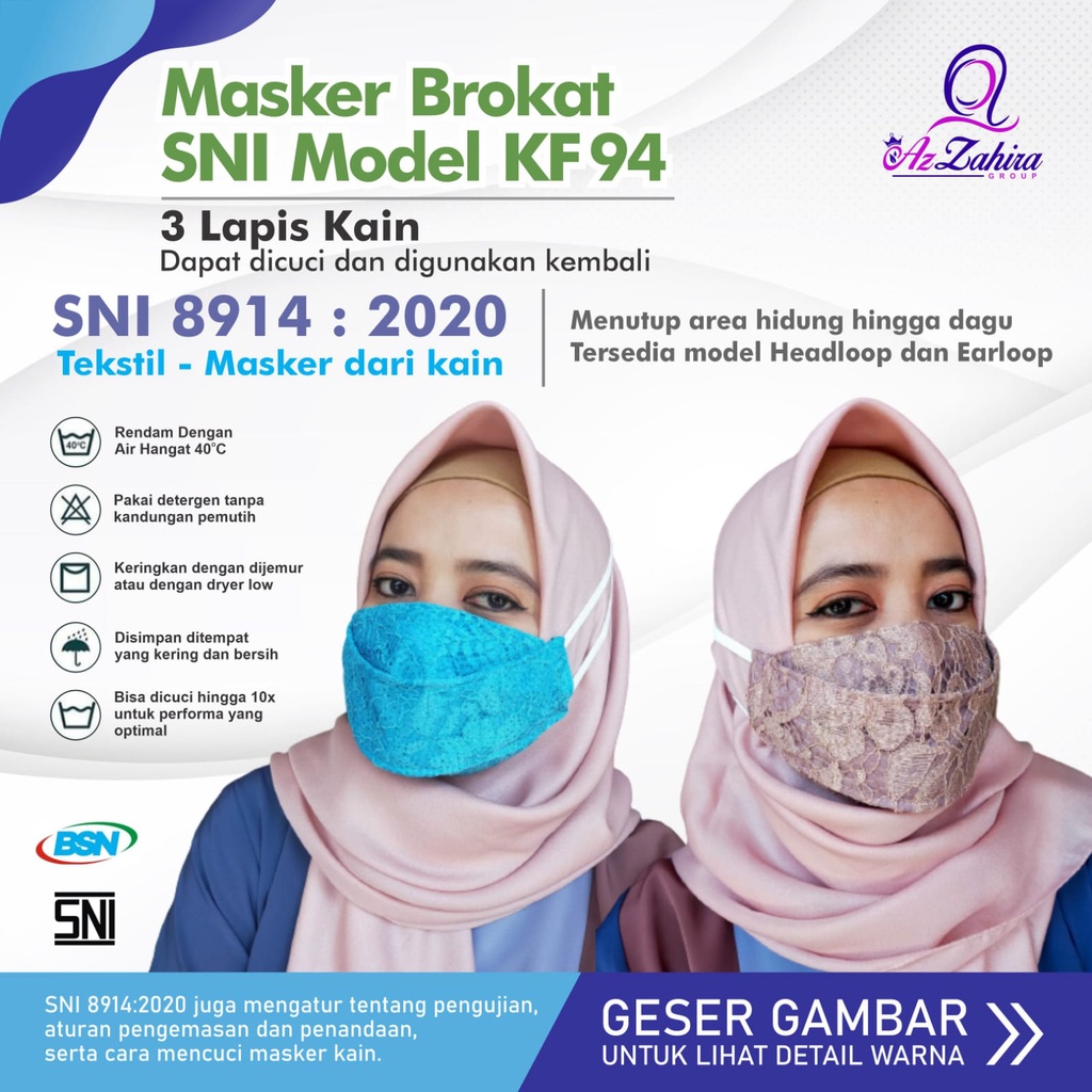 Masker Kain Brokat Standart SNI Model KF 94 Part 1