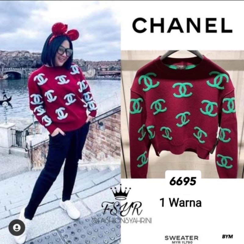 sweater syahrini channel rajut  import 6695