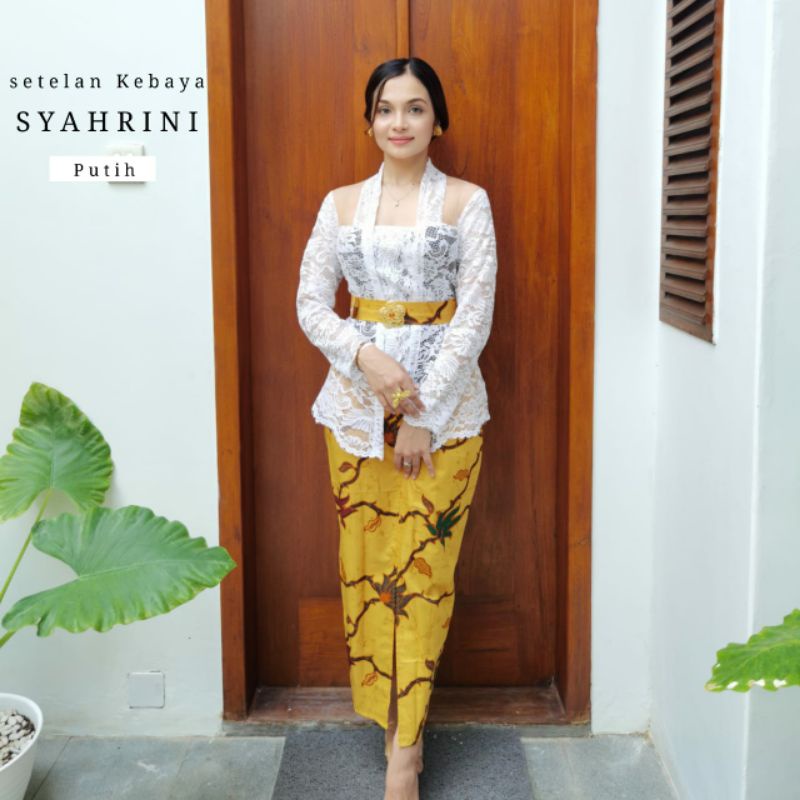 Setelan kebaya bali jadi semifrance mix tile (langsung pakai) - kebaya wisuda - kebaya kundangan