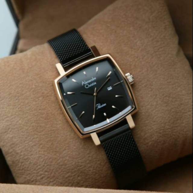 ALEXANDRE CHROSTIE AC2849 BLACK ROSEGOLD WANITA.ORIGINAL GARANSI RESMI 1 TAHUN