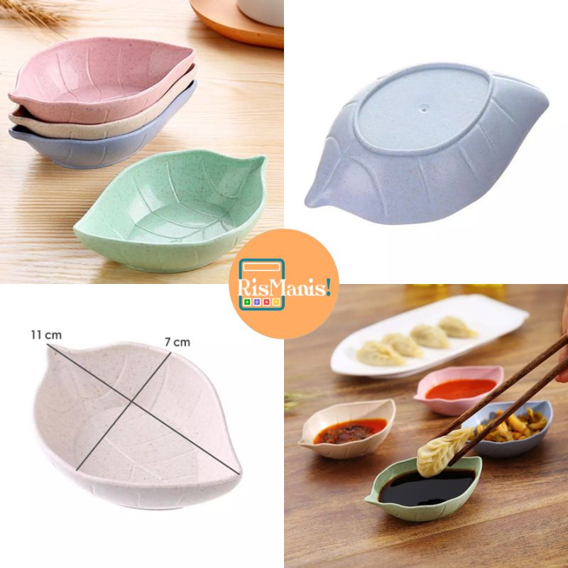 LEAVES SHAPE SEASONING DISH - Mangkok Saji Mini Bentuk Daun Tempat Kecap Cabe Bumbu Dapur Food Grade