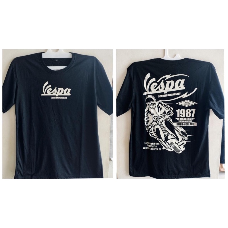 Kaos motor vespa clasik hitam vintage distro