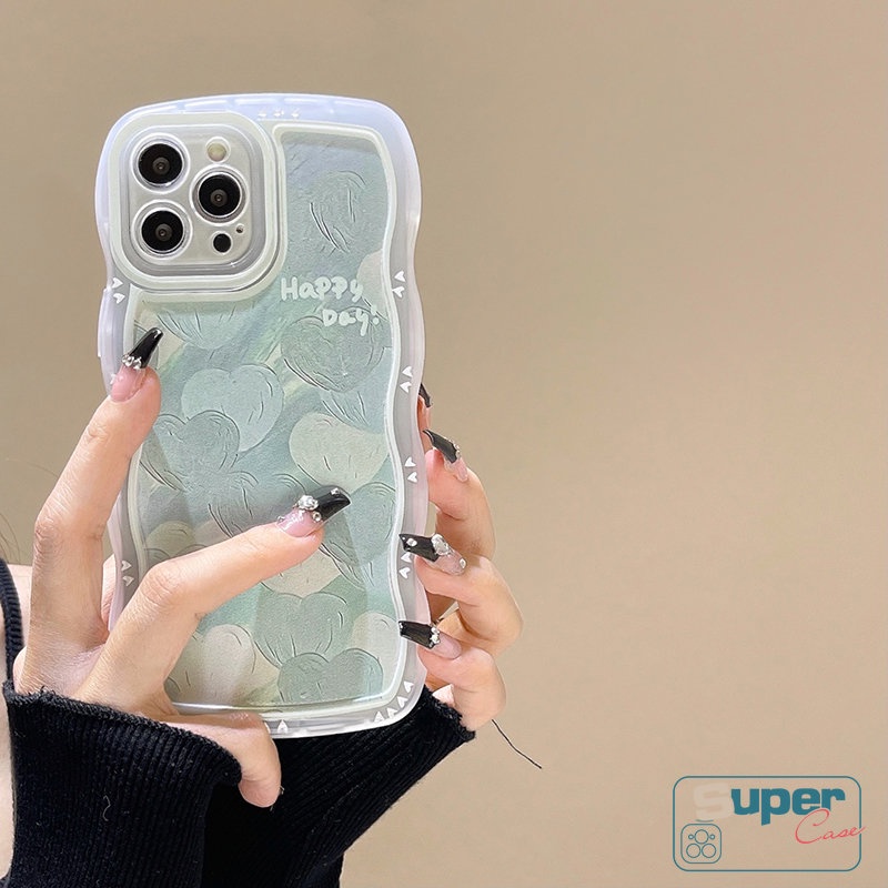 Casing Bunga Untuk OPPO A17 A15 A54 A57 A95 A16 A55 A17K A78 A58 A12 A5s A7 A16K A77s A1K A96 A76 A74 A31 A16E A53 A5 A9 A77 A16s A3s Reno8 6 7Z 8Z 5love Heart Wavy Soft Case Tepi
