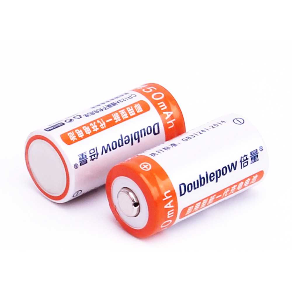 Baterai Isi Ulang Doublepow CR123A Li-Ion Rechargeable 3V 450mAh 2PCS Batre Berkualitas Tahan Lama