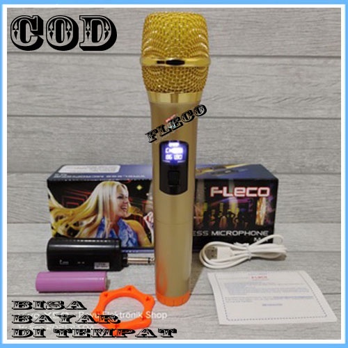 Mic Profesional Microphone Wireless Tanpa Kabel Merek Fleco type M11 - Free Busa /Sarung Mic MANTAP