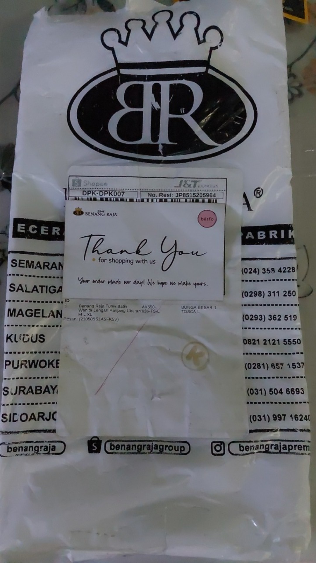 Benang Raja Tunik Batik Wanita Lengan Panjang Ukuran M L Xl