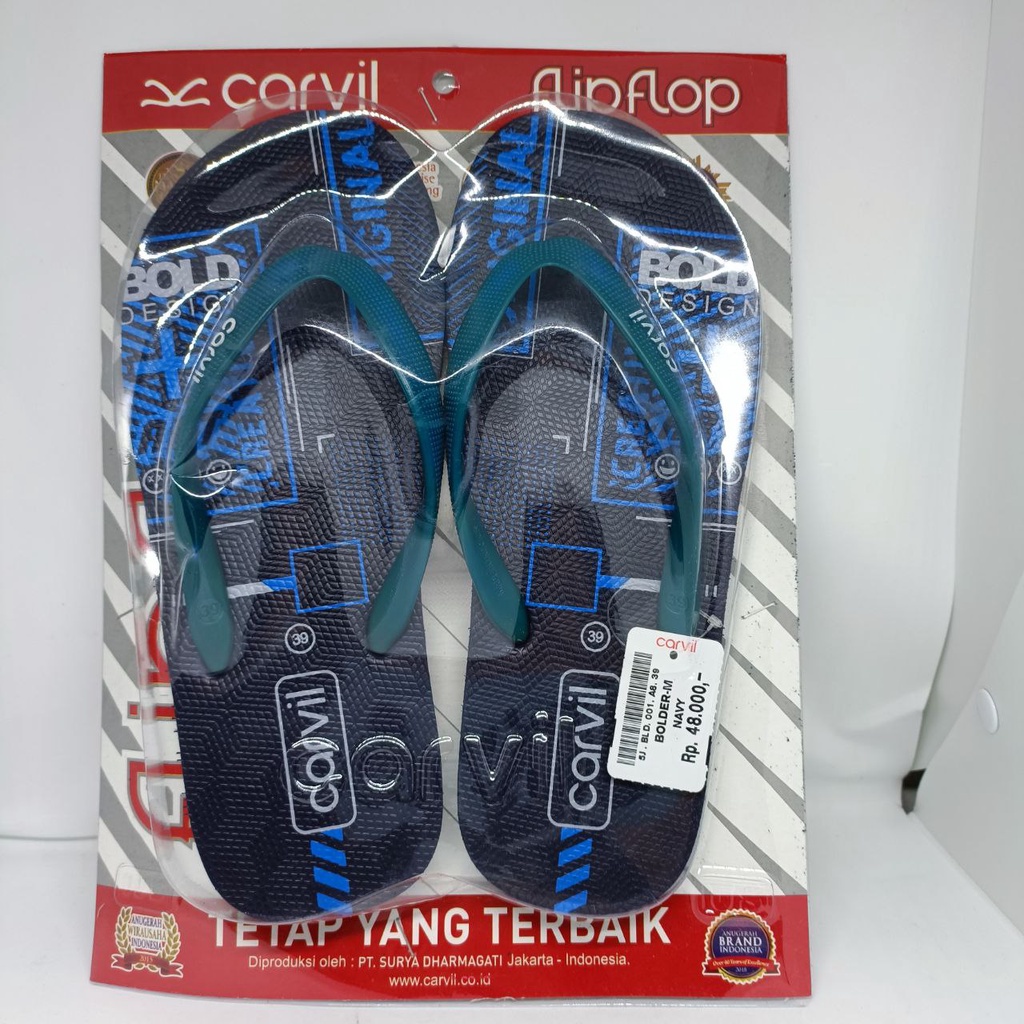 Carvil Sandal Pria Original - Sendal Carvil Pria Dewasa Spons Original Empuk Enteng  Sandal Japit Jepit Anti Slip Ukuran 38 - 44