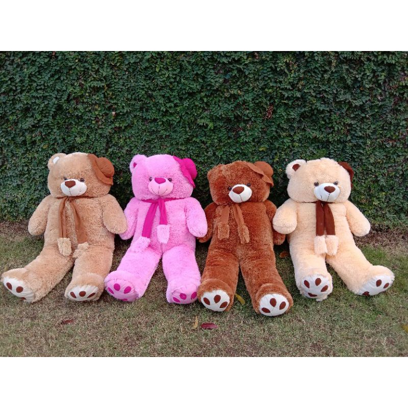Boneka beruang topi syal telapak 1,1 meter