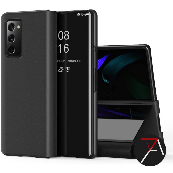 PREMIUM CASE Samsung Z Fold 2 Fold2 Flip Clear View Standing Cover Mirror  - Putih CASING COVER