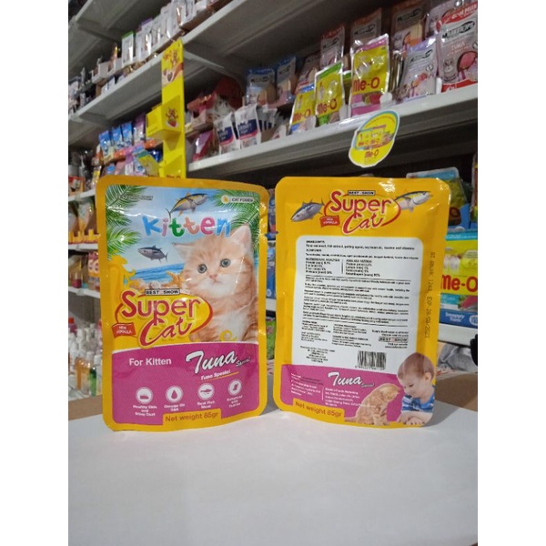 super cat sachet pouch 85gr for kitten tuna