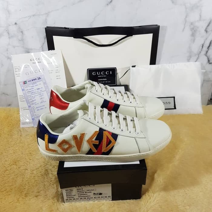 Sepatu Gucci ace Embroidered loved UA ver