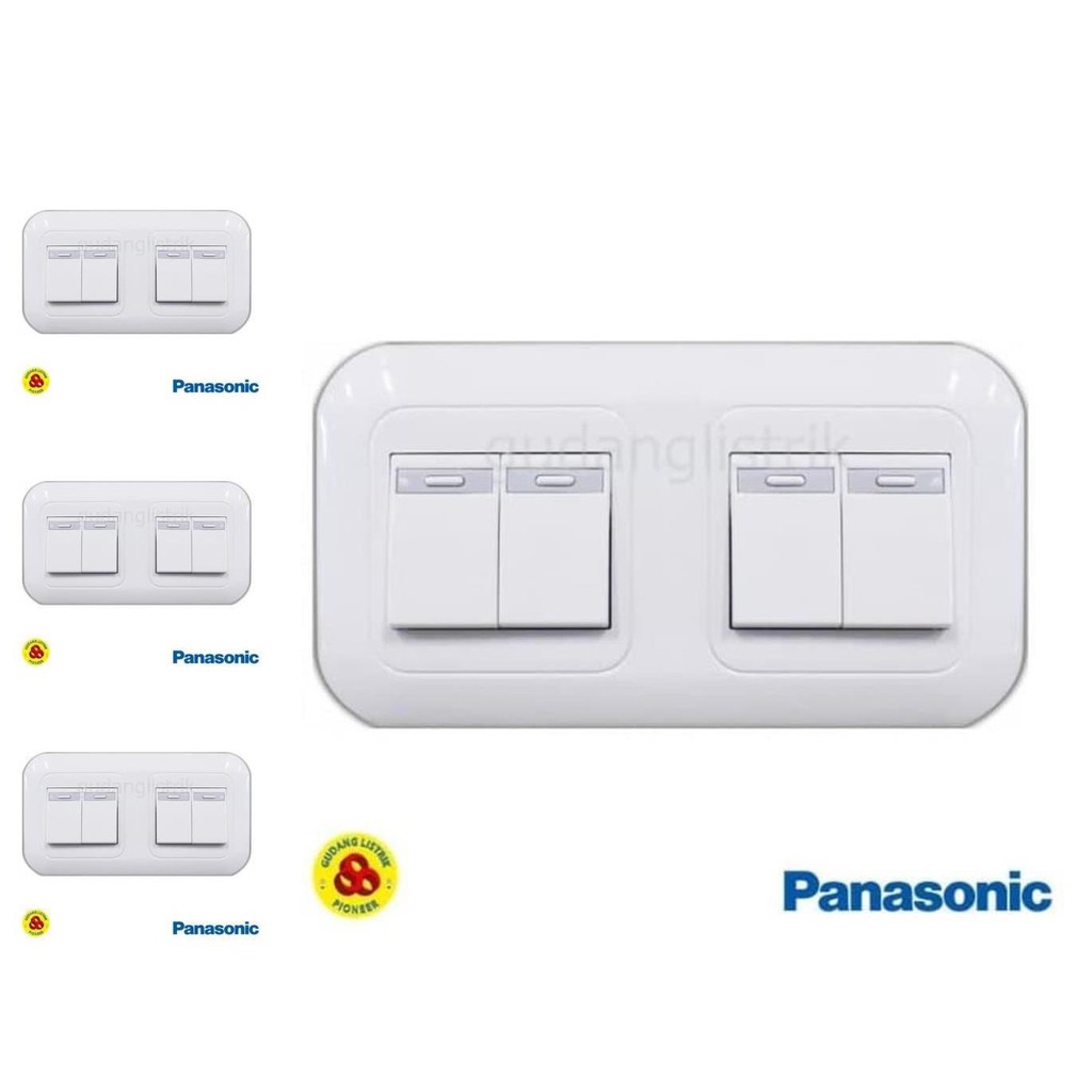 panasonic saklar 4g wej5531 + wej78049 wide series 4 gang tanam putih