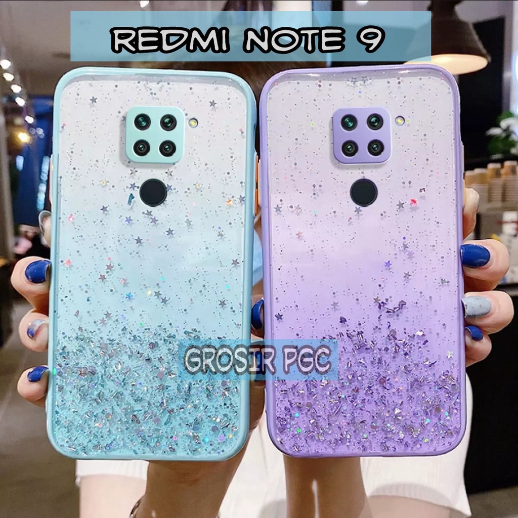 SOFTCASE GLITER ( XIAOMI REDMI NOTE 9 ) TERBARU CASE DOVE GLITER FUZE TRANSPARAN DENGAN PROTEKSI KAM