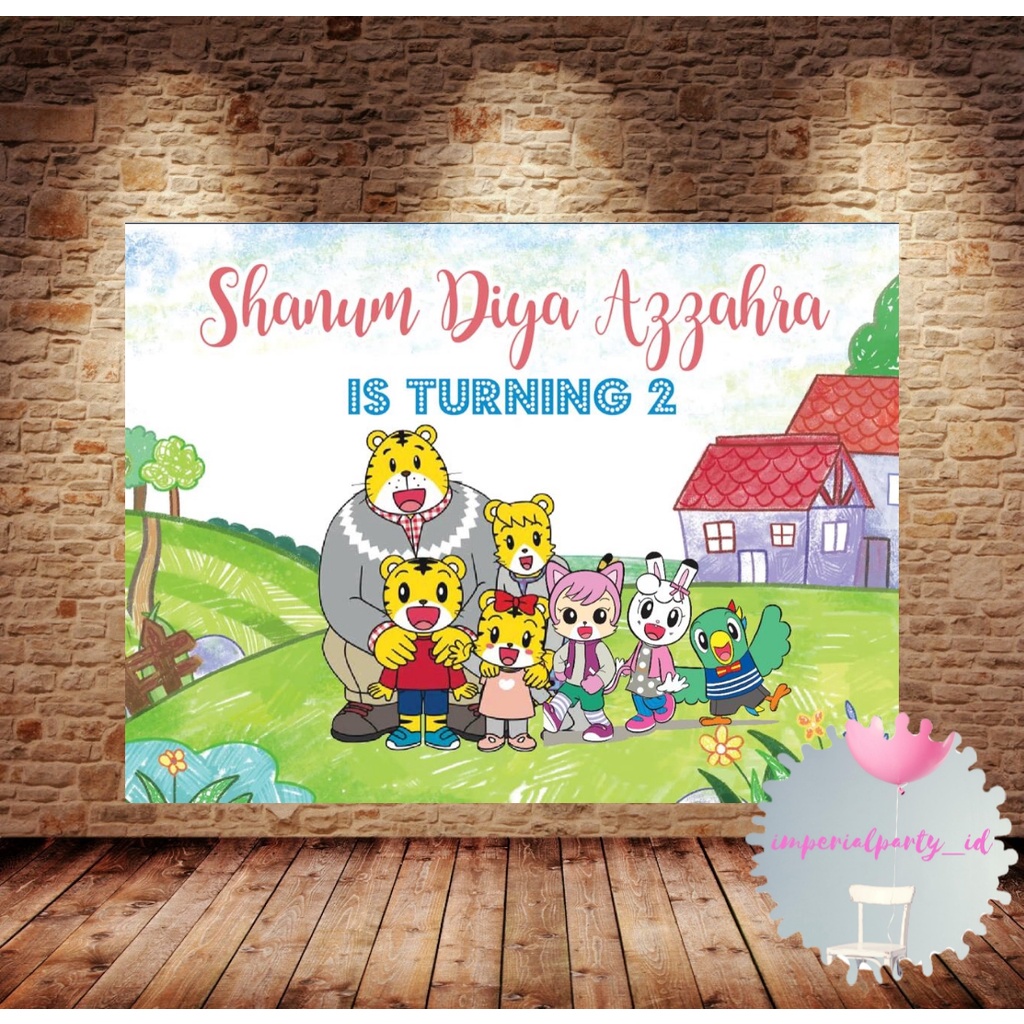 Custom Happy Birthday Backdrop Banner Spanduk Shimajiro
