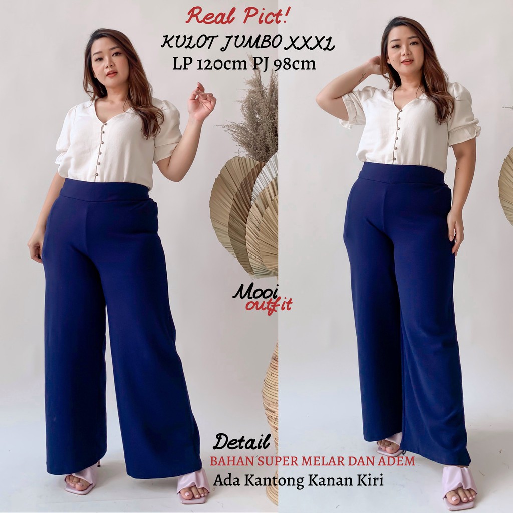 Mooi Outfit - Kulot Jumbo Polos Melar Xxxl Celana Kantor Jumbo Celana Kerja Big Size Celana Santai Jumbo