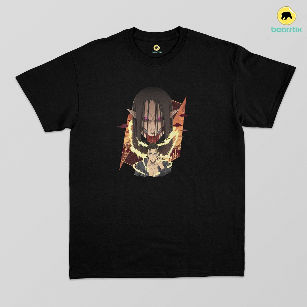 BEARSTIX - Tshirt Eren Yeager - Baju Attack On Titan - Baju Aot - Kaos Yeagerist - Tshirt Rumbling