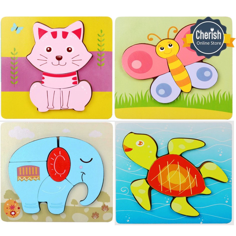 Mainan Edukasi Anak PreSchool - Wooden Puzzle Seri Hewan - PK-008