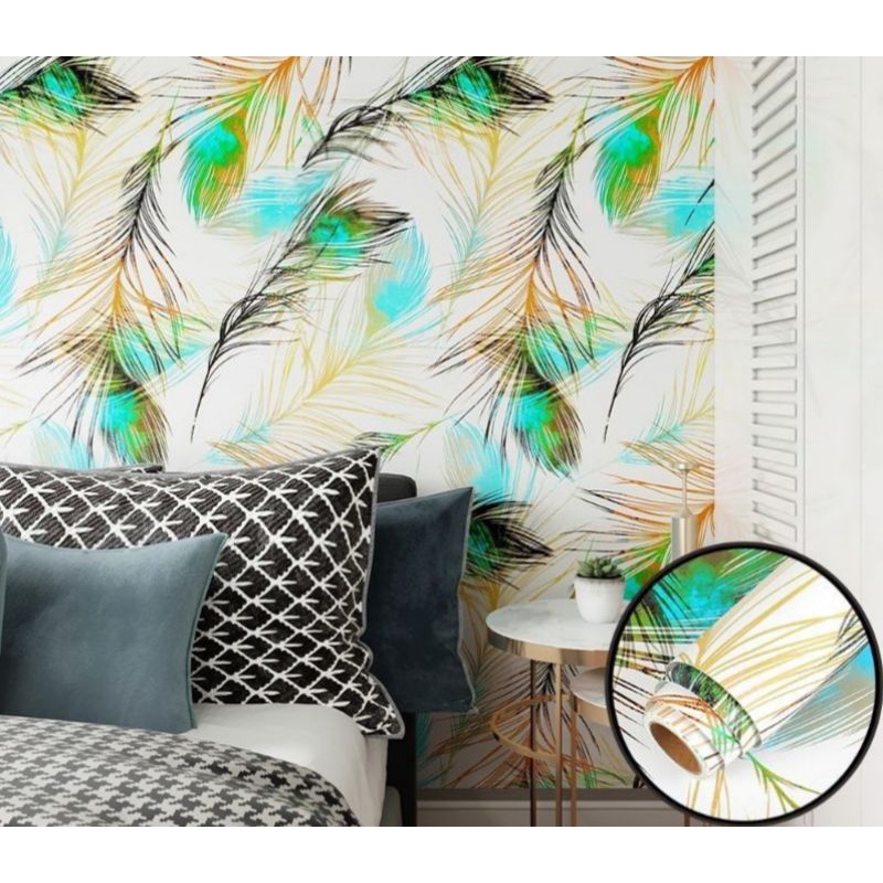 COD ( BAYAR DI TEMPAT ) Wallpaper Sticker Dinding Bertekstur Salur Daun Ungu Pink Putih Cream Biru Abu Hitam Navy Hijau Tosca Kuning Merah Coklat Salur Bunga Batik Batu Bata 3D Kotak Segitiga minimalis Baju Celana Sendal Kaos Gamis Celana Dalam Kosmetik-BULU ANGSA