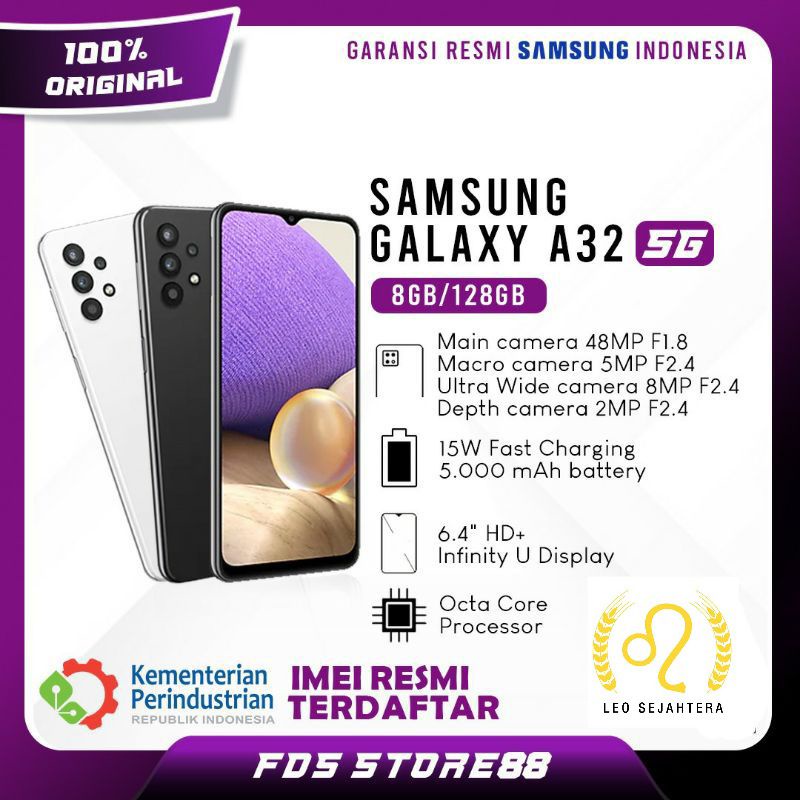 Samsung A32 5g ram 8gb 128gb flagship NFC Baru segel resmi no repack garansi resmi Samsung SEIN 1 ta