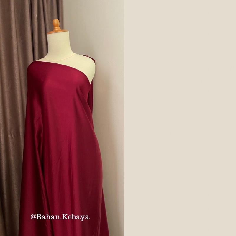 Kain Satin Silk Maxmara Lux Premium 1/2 Meter Bahan Dress Jatuh Baju Kurungan Warna Merah Maroon Marun Gelap