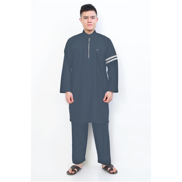 Setelan Muslim Gamis Pria Nabawi Abu Tua / setelan gamis / pakaian muslim pria / setelan gamis pria
