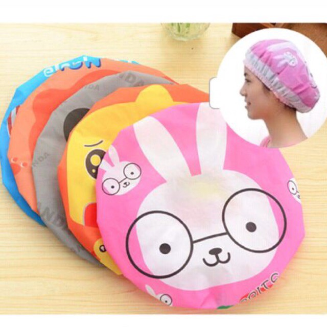 Shower Cap Karakter Topi Keramas Penutup Rambut Anak Dewasa Bahan Plastik PVC