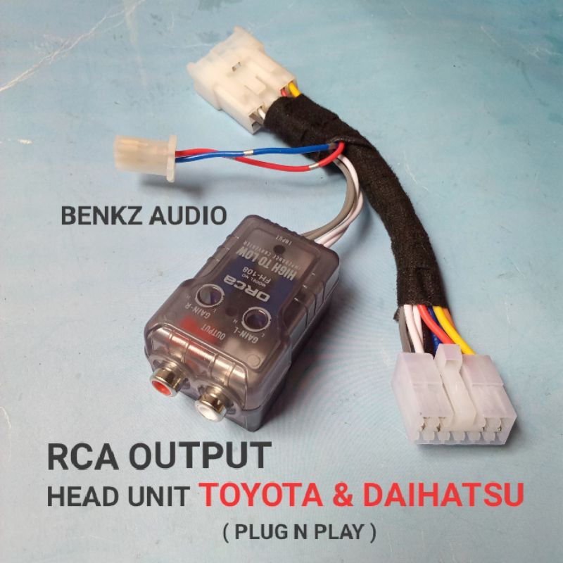 Soket audio rca output head unit toyota daihatsu plug n play untuk pemasangan amplifier