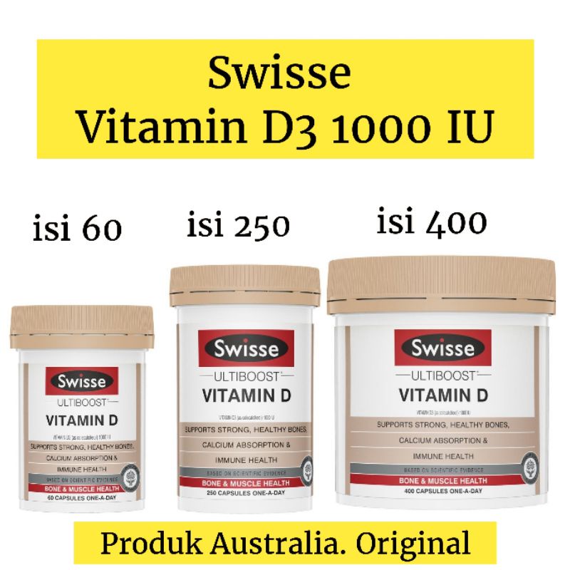 Jual Swisse Vitamin D 1000IU isi 250 kapsul/Vitamin D31000IU/Swisse