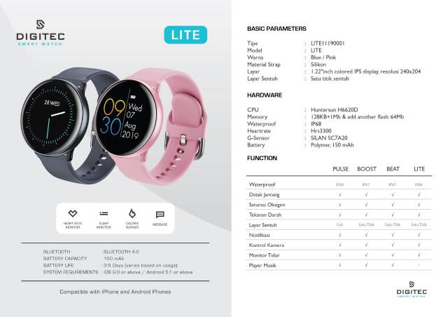 DIGITEC LITE smartwatch Jam tangan pria/wanita