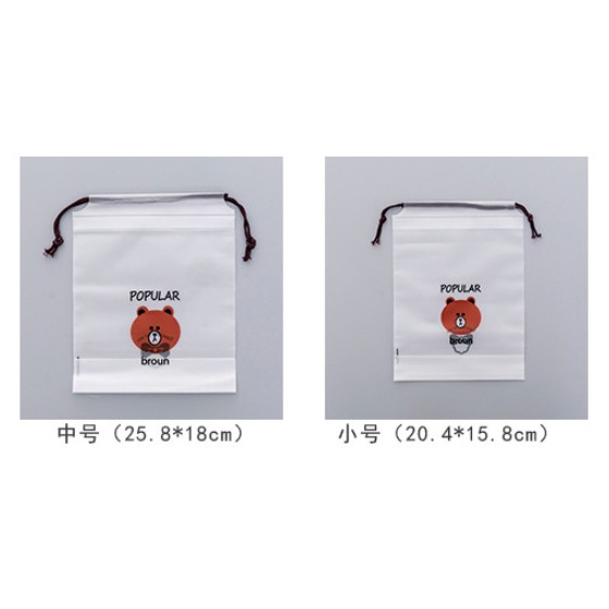 Tas Serut Serbaguna Multifungsi / Tas Make Up Sepatu Baju Pakaian Dalam / Tas Gambar Karakter BROWN