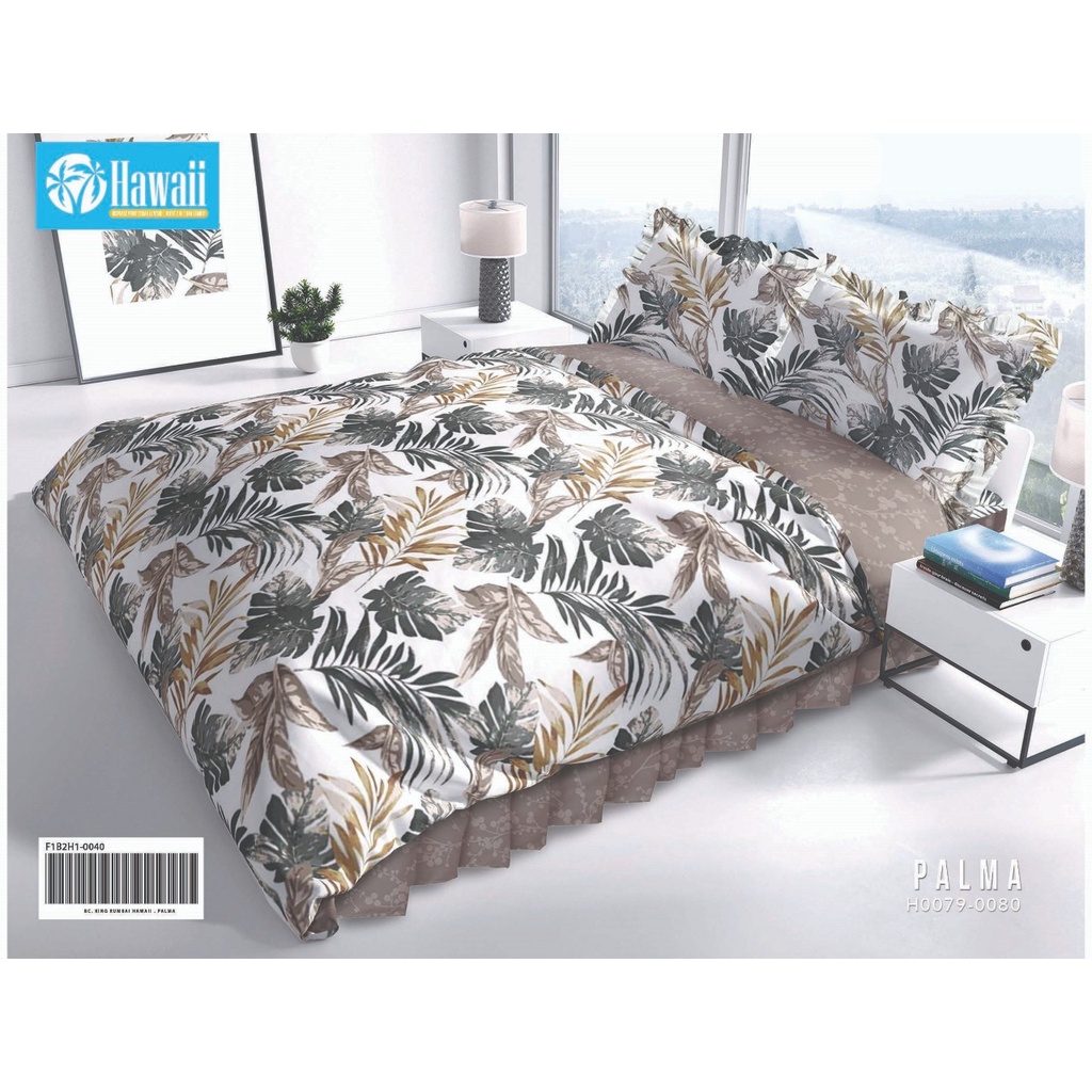 Bedcover Set Hawaii Motif Palma - 180x200x20cm / Bedcover Hawaii Murah