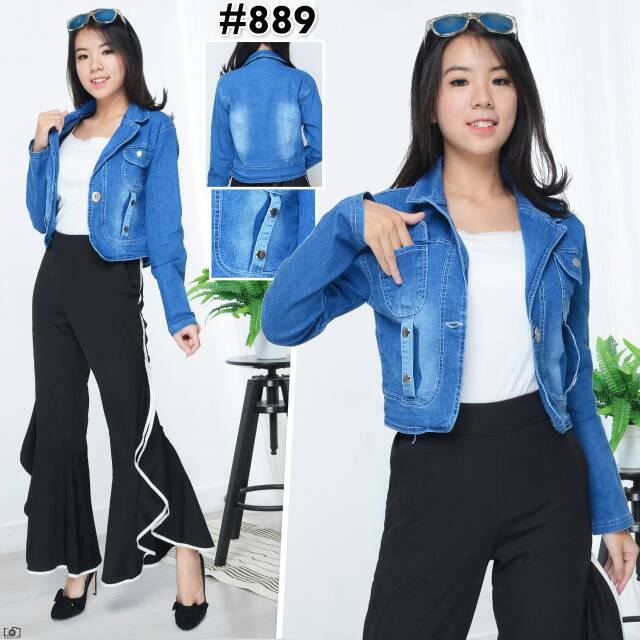 MC girl Jaket Jeans Crop Wanita / Jaket Agnes / Jaket Body Pendek