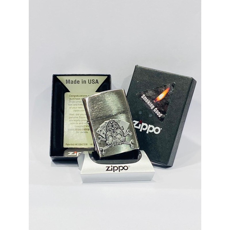 ORIGINAL ZIPPO 49293 CARD SKULL EMBLEM