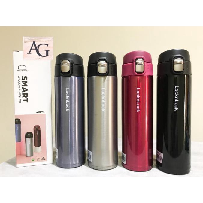 WADAH BEKAL LOCK N LOCK SMART VACUUM TUMBLER HOT COOL 470 ML - HITAM BERKUALITAS