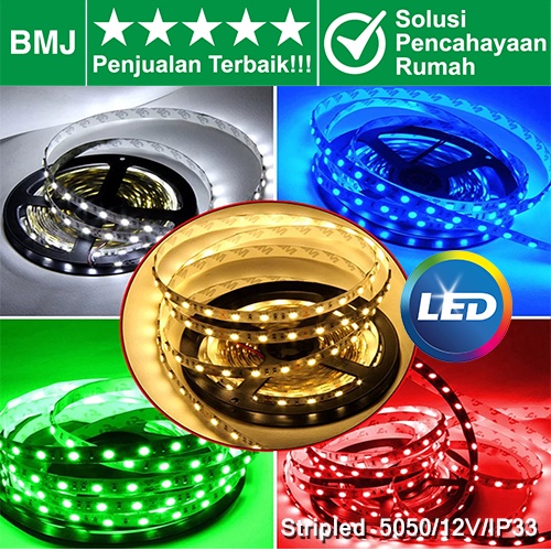 LED STRIP 5050 DC 12VOLT IP33 5 METER/ LAMPU DROP CEILING/ STRIP LED 5050 5M/ LAMPU LED DC12V/ LAMPU