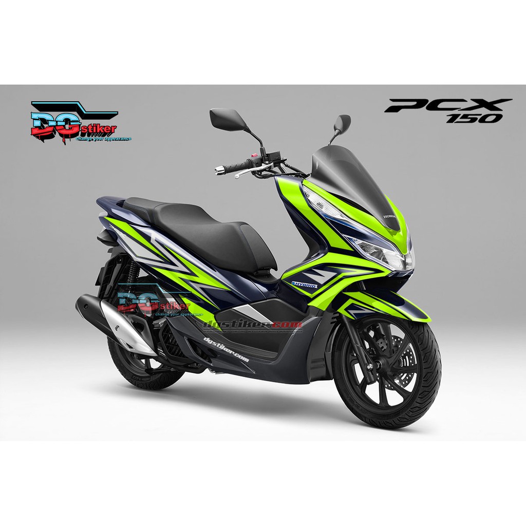 Striping Full Body Pcx Hitam Hijau DG Stiker