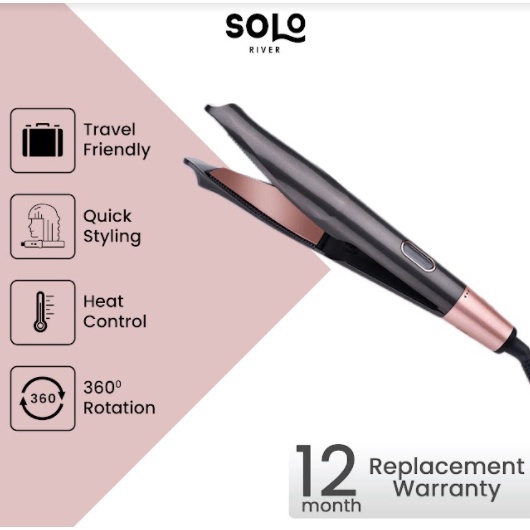 Solo River Catokan Rambut Lurus dan Keriting 2 in1 50 Watt Dengan LCD Temperature Catok Profesional 