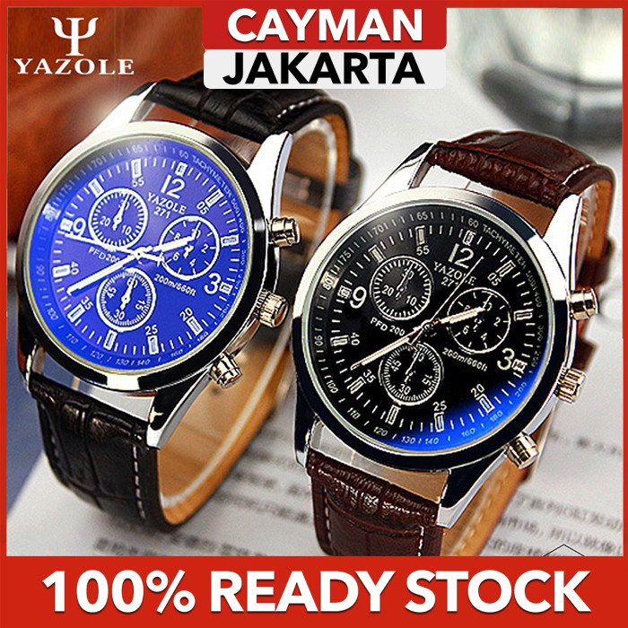 Premium (RRW) Cayman Yazole 271 Jam Tangan Pria Casual Quartz Analog Fashion Men Leather Wrist Watch