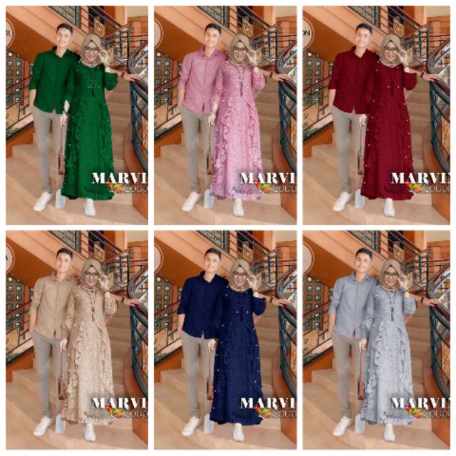 Baju Gamis Couple Keluarga Terbaru Ramadhan 2021 Model Baju Pesta Bahan Baloteli Tebal Kekinian Sale
